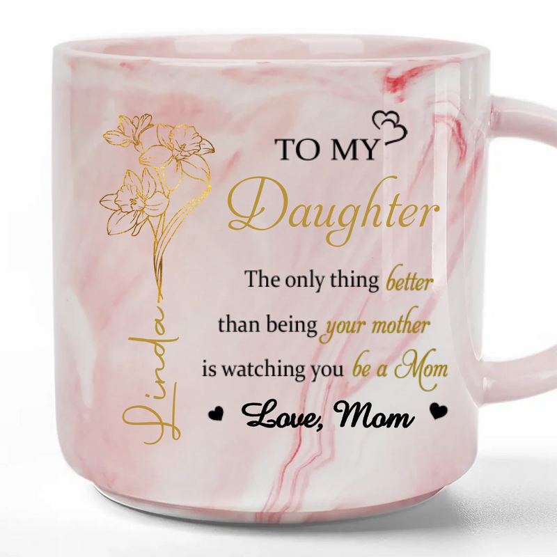 Mom Makes The World Brighter - Family Personalized Custom Marble Mug - Mother's Day, Gift For Mom, Daughter