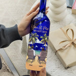 Side By Side, Through Every Storm - Couple Personalized Custom Blue Bottle Lamp - Gift For Couple