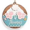 Bunny Kisses & Easter Wishes - Family Personalized Custom Ornament - Wood Custom Shaped - Easter Gift For Family Members