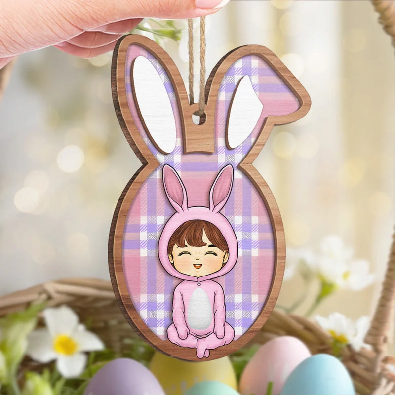 Somebunny Loves You - Family Personalized Custom Ornament - Wood Custom Shaped - Easter Gift For Family Members