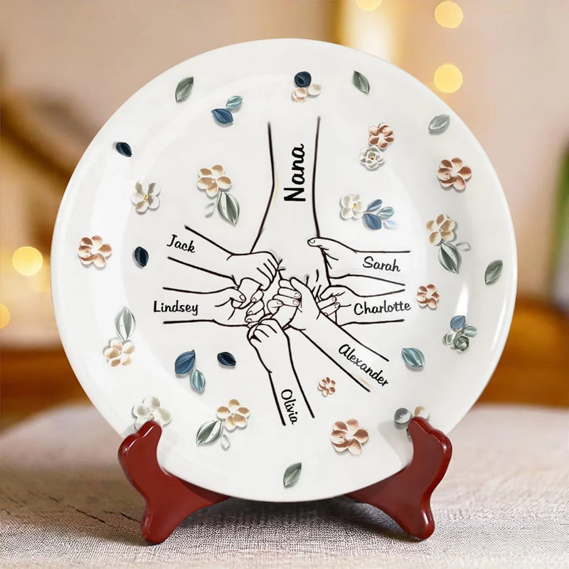 A Mother’s Love Is Endless - Family Personalized Custom 3D Inflated Effect Printed Ceramic Plate - Mother's Day, Gift For Mom, Grandma