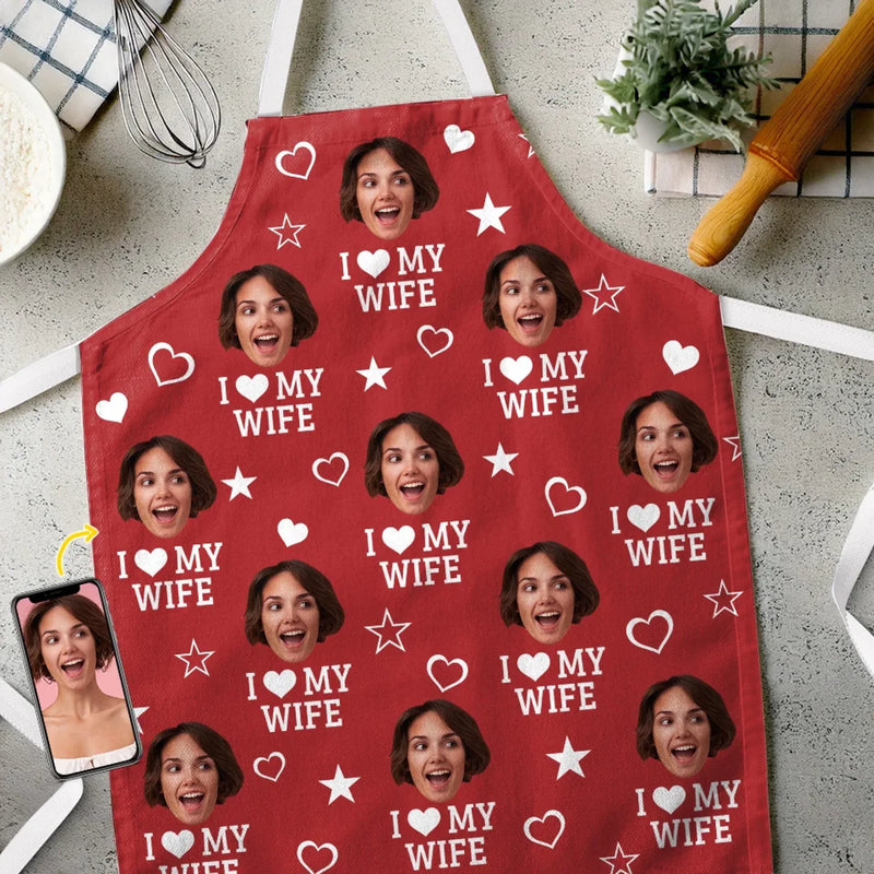 Custom Photo Love Makes Us One - Couple Personalized Custom Apron - Gift For Husband Wife, Anniversary