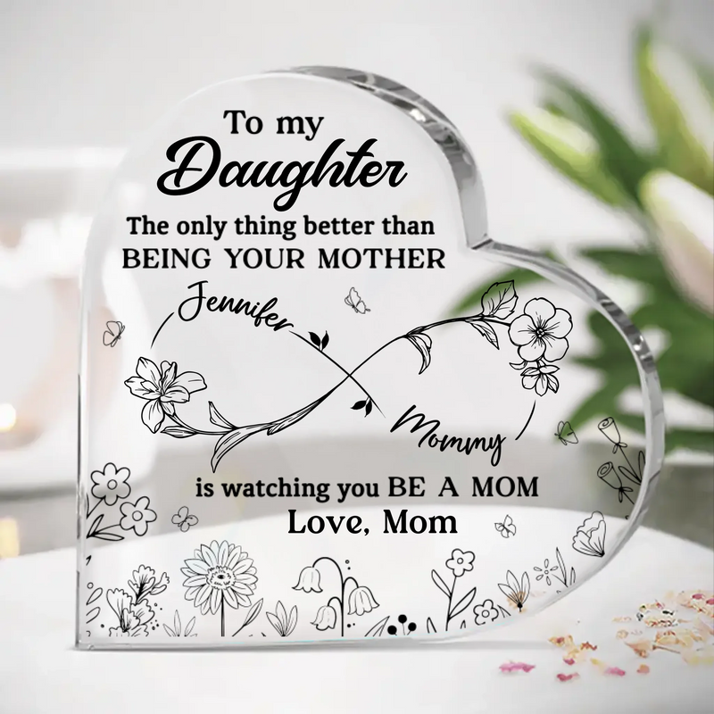 The Joy Of Motherhood Comes Full Circle - Family Personalized Custom Heart Shaped Acrylic Plaque - Mother's Day, Gift For Mom, Daughter