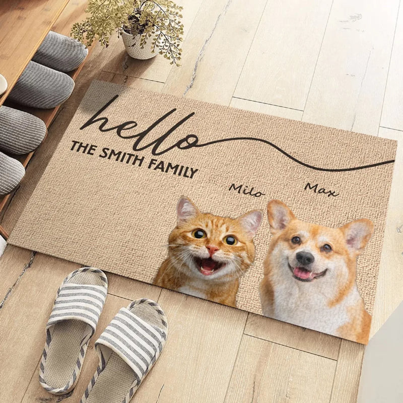 Custom Photo We Smell You Coming - Dog & Cat Personalized Custom Home Decor Decorative Mat - House Warming Gift For Pet Owners, Pet Lovers