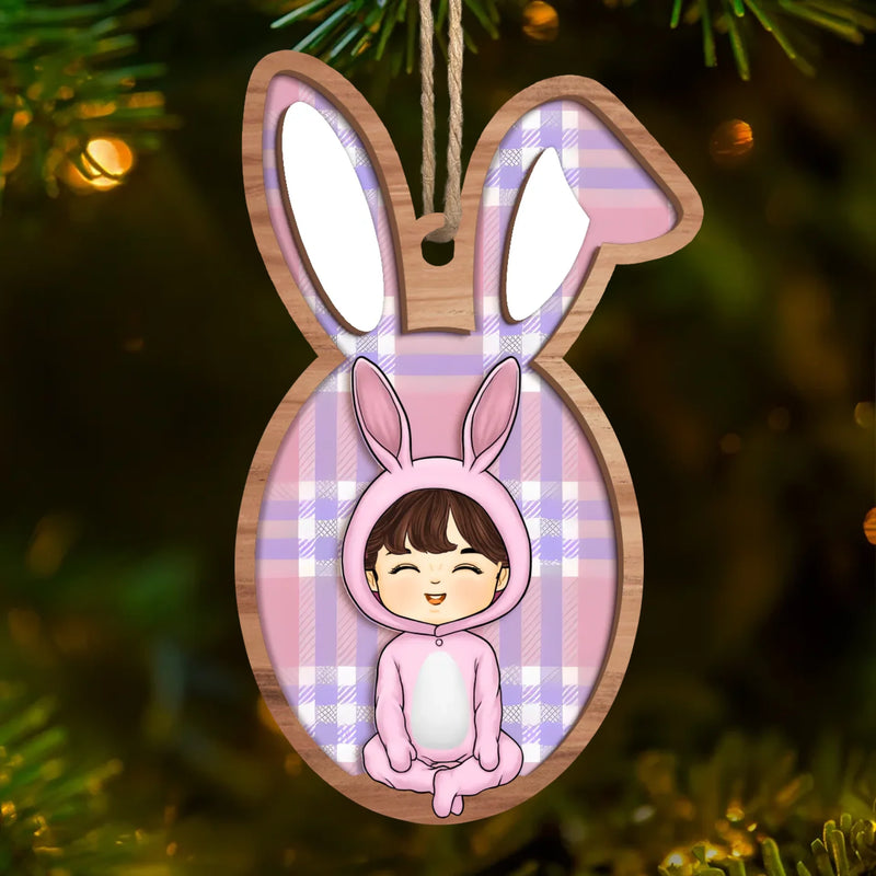 Somebunny Loves You - Family Personalized Custom Ornament - Wood Custom Shaped - Easter Gift For Family Members