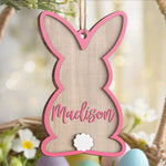 Hoppy Easter, Full Of Love - Family Personalized Custom Ornament - Wood Custom Shaped - Easter Gift For Family Members
