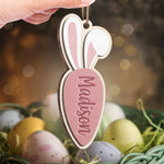 Bunny Tails And Happy Trails - Family Personalized Custom Ornament - Wood Custom Shaped - Easter Gift For Family Members