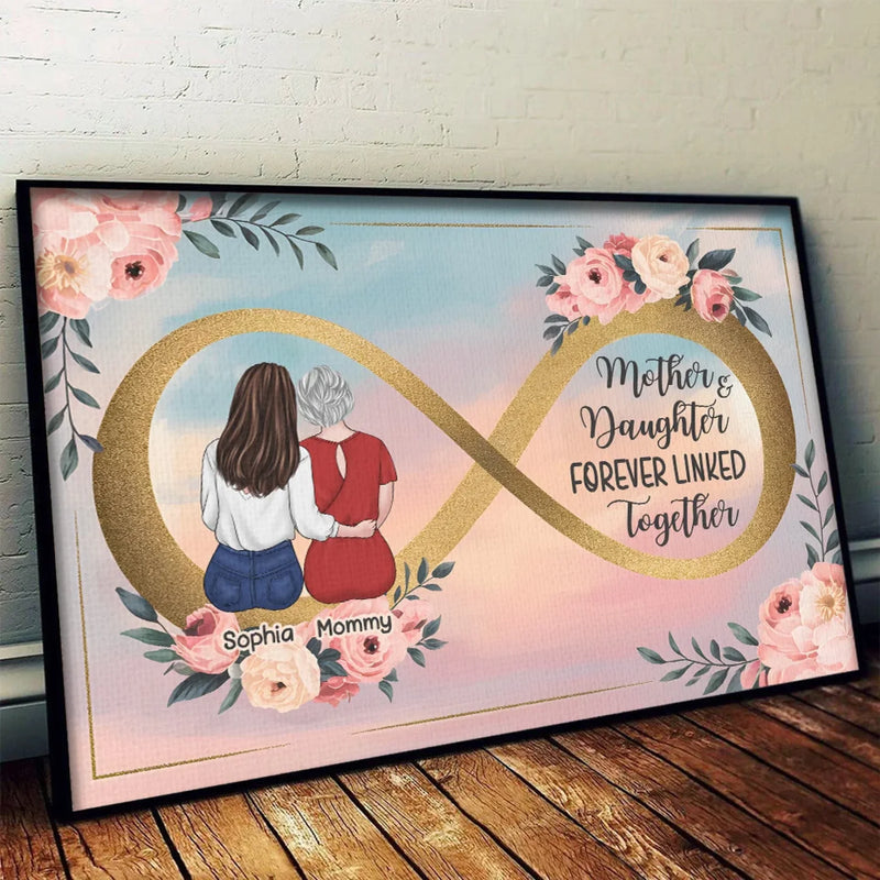 Linked For Life, Bonded By Love - Family Personalized Custom Horizontal Poster - Mother's Day, Gift For Mom, Daughter
