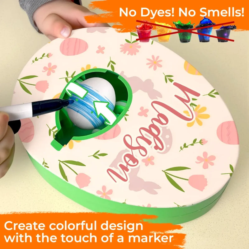 Crack Open The Fun - Family Personalized Custom Easter Egg Decorating Kit, Egg Spinner Machine With Markers - Easter Gift For Family Members