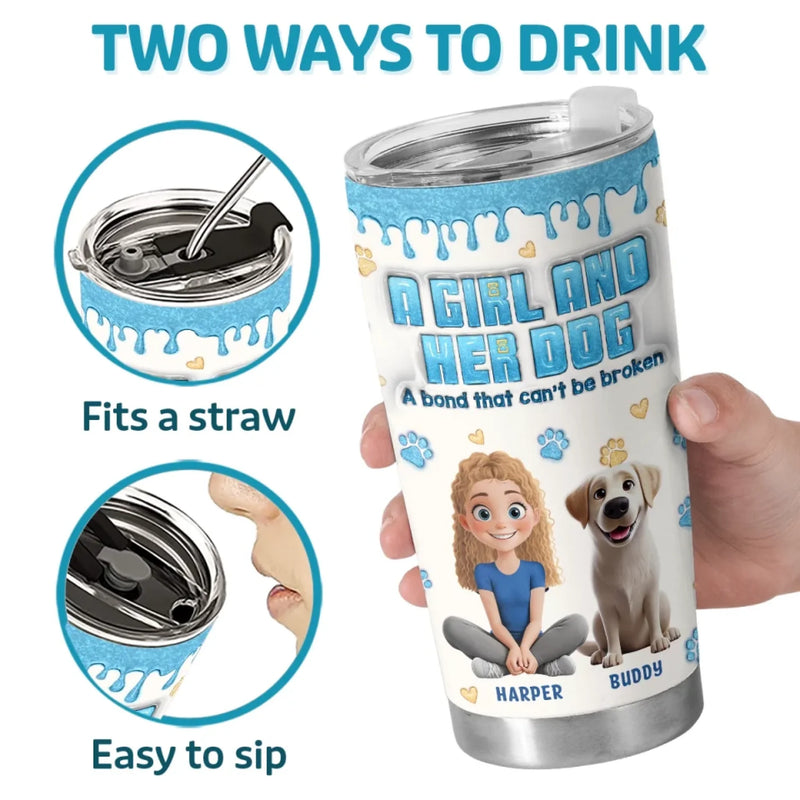 Side By Side, Paw By Paw - Dog Personalized Custom 3D Inflated Effect Printed Tumbler - Gift For Pet Owners, Pet Lovers