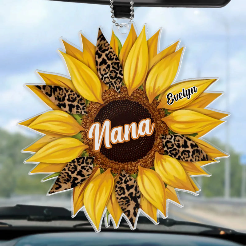 Together, We Bloom With Love - Family Personalized Custom Car Ornament - Acrylic Custom Shaped - Mother's Day, Gift For Mom, Grandma