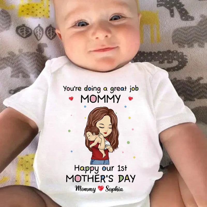 You're Doing A Great Job Mommy - Family Personalized Custom Baby Onesie - Mother's Day, Baby Shower Gift, Gift For New Moms, Mom