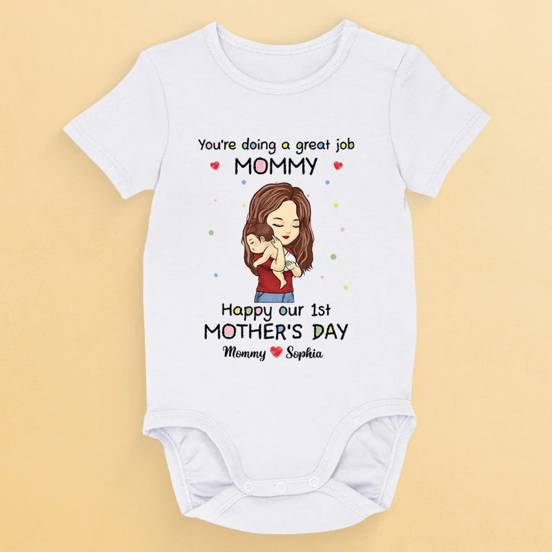 You're Doing A Great Job Mommy - Family Personalized Custom Baby Onesie - Mother's Day, Baby Shower Gift, Gift For First Mom