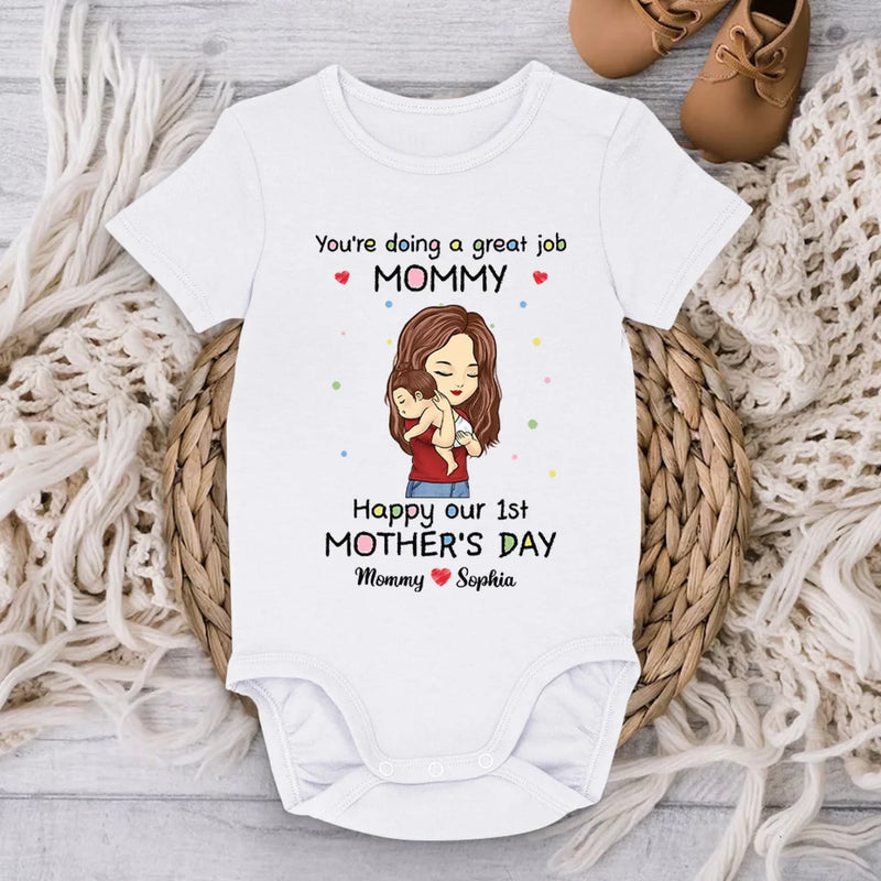 You're Doing A Great Job Mommy - Family Personalized Custom Baby Onesie - Mother's Day, Baby Shower Gift, Gift For New Moms, Mom