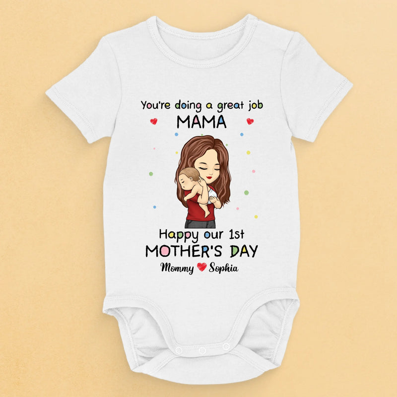 You're Doing A Great Job Mommy - Family Personalized Custom Baby Onesie - Mother's Day, Baby Shower Gift, Gift For New Moms, Mom