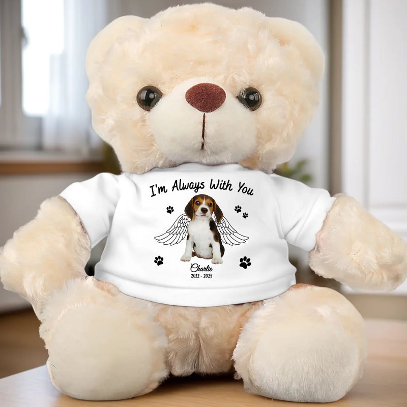 Custom Photo In Heaven, You Run Free - Memorial Personalized Custom Teddy Bear Plush - Sympathy Gift For Dog Lovers, Pet Owners