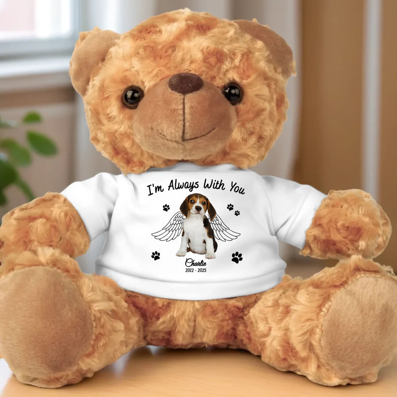 Custom Photo In Heaven, You Run Free - Memorial Personalized Custom Teddy Bear Plush - Sympathy Gift For Dog Lovers, Pet Owners