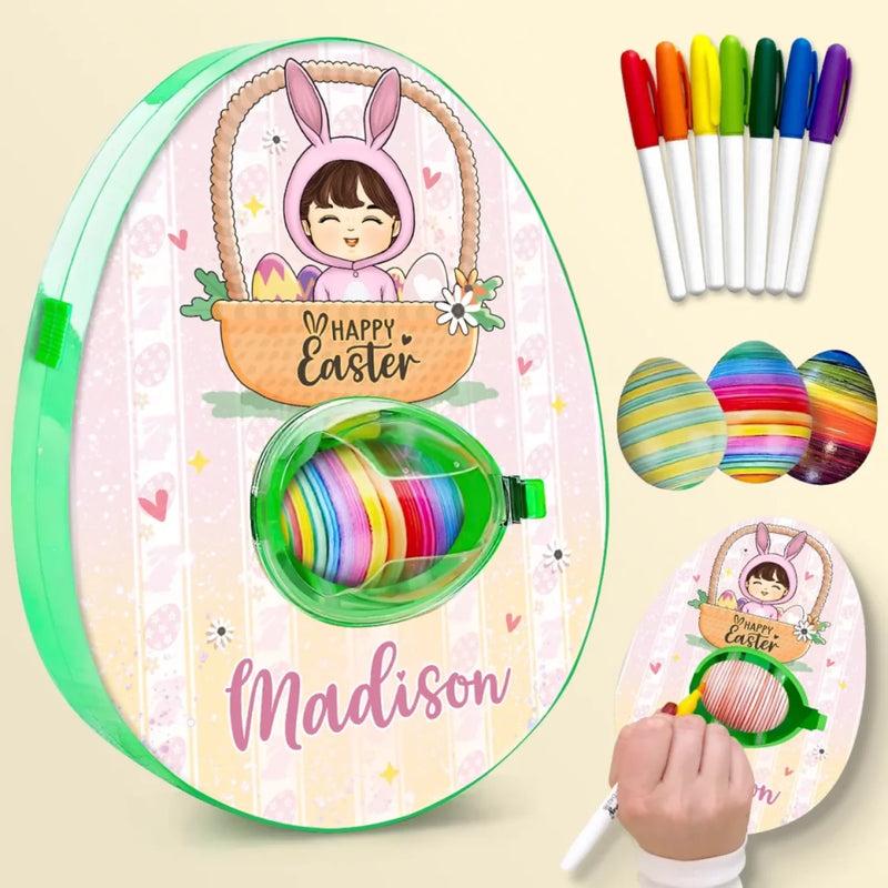 A Bunny’s Love For Easter - Family Personalized Custom Easter Egg Decorating Kit, Egg Spinner Machine With Markers - Easter Gift For Family Members