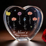 Forever Blossoming In Your Heart - Family Personalized Custom 3D Crystal Heart Shaped - Mother's Day, Gift For Mom, Grandma