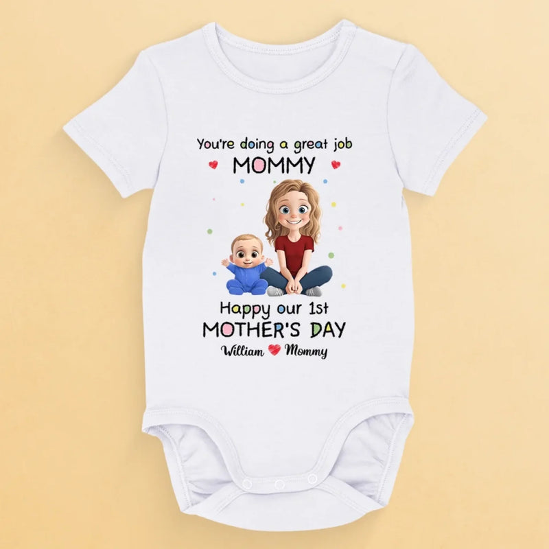 My Heart Belongs To Mom - Family Personalized Custom Baby Onesie - Mother's Day, Baby Shower Gift, Gift For First Mom
