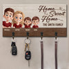 Les clés du bonheur commencent ici - Porte-clés personnalisé pour la maison - Cadeau de pendaison de crémaillère pour les membres de la famille