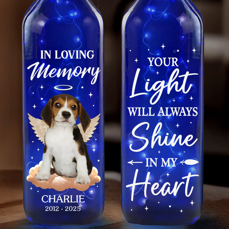 Custom Photo Gone But Never Forgotten - Memorial Personalized Custom Blue Bottle Lamp - Sympathy Gift For Dog Lovers, Pet Parents