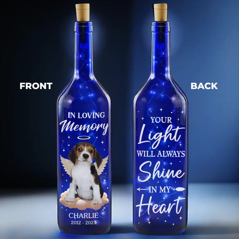 Custom Photo Gone But Never Forgotten - Memorial Personalized Custom Blue Bottle Lamp - Sympathy Gift For Dog Lovers, Pet Parents