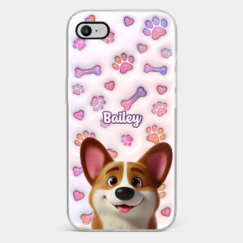 Tail Wagging Happiness - Dog Personalized Custom 3D Inflated Effect Printed Clear Phone Case - Gift For Pet Owners, Pet Lovers