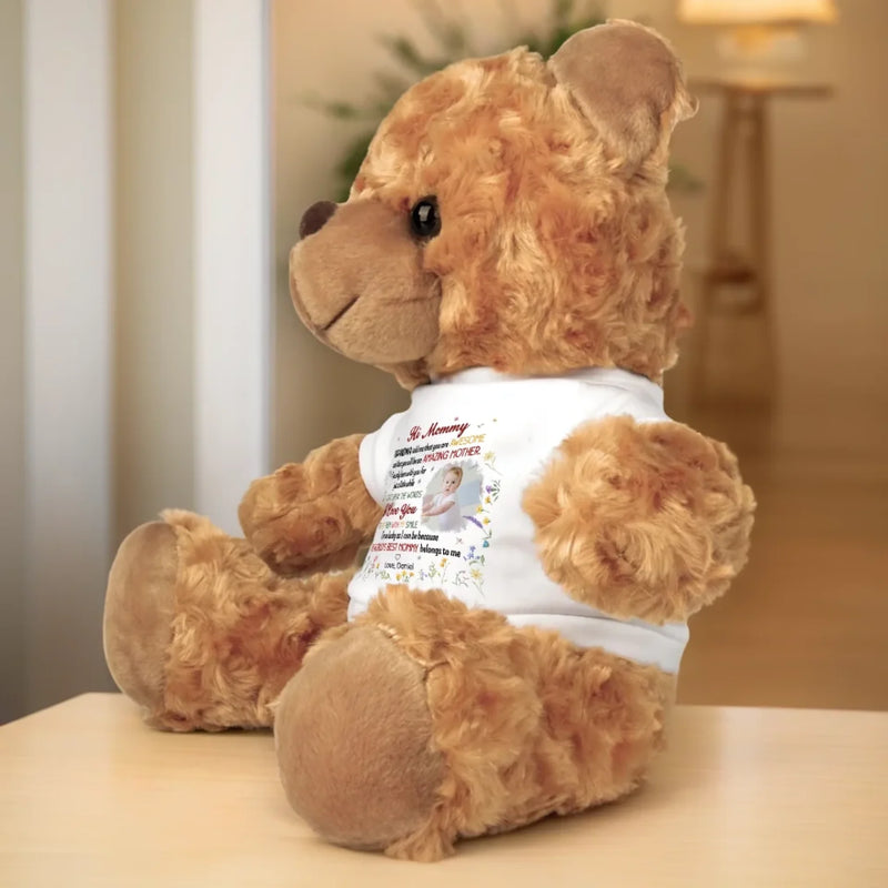 Custom Photo Your Love Makes The World Brighter- Family Personalized Custom Teddy Bear Plush - Mother's Day, Baby Shower Gift, Gift For First Mom, Newborn Baby