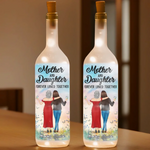 Mother And Daughter, Forever Connected - Family Personalized Custom Bottle Lamp - Mother's Day, Gift For Mom, Daughter