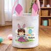 I'm An Official Egg Hunter - Family Personalized Custom Bunny Basket, Tote With Bunny Ears  - Easter Gift For Kids Egg Hunt, Family Members