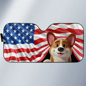 Patriotic Paws, American Pride - Dog & Cat Personalized Custom Auto Windshield Sunshade, Car Window Protector - Gift For Pet Owners, Pet Lovers