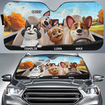 Paws On Board, Fun Ahead - Dog & Cat Personalized Custom Auto Windshield Sunshade, Car Window Protector - Gift For Dog Lovers, Cat Lovers