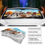 Paws On Board, Fun Ahead - Dog & Cat Personalized Custom Auto Windshield Sunshade, Car Window Protector - Gift For Dog Lovers, Cat Lovers