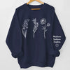 Blooming Bonds - Family Personalized Custom Unisex Sweatshirt, Hoodie With Design On Sleeve - Mother's Day, Gift For Mom, Grandma