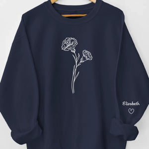 Blooming Bonds - Sweat-shirt unisexe personnalisé avec motif sur la manche - Cadeau pour maman et grand-mère
