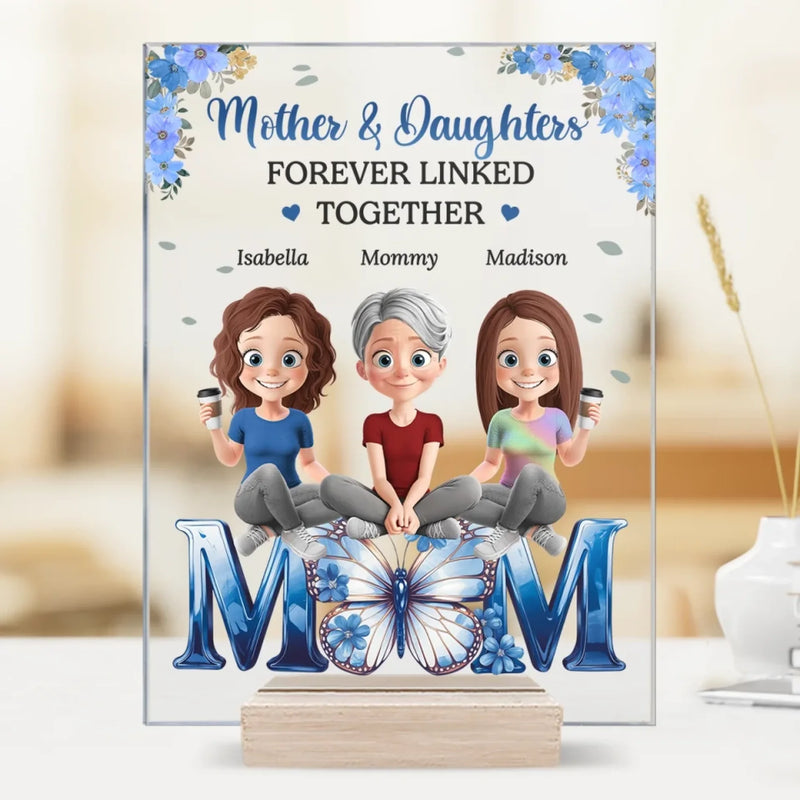 Linked By Love, Strengthened By Family - Family Personalized Custom Rectangle Shaped Acrylic Plaque - Mother's Day, Gift For Mom, Daughter