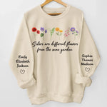Sisters Are Different Flowers From The Same Garden - Bestie Personalized Custom Unisex Sweatshirt, Hoodie With Design On Sleeve - Gift For Best Friends, BFF, Sisters