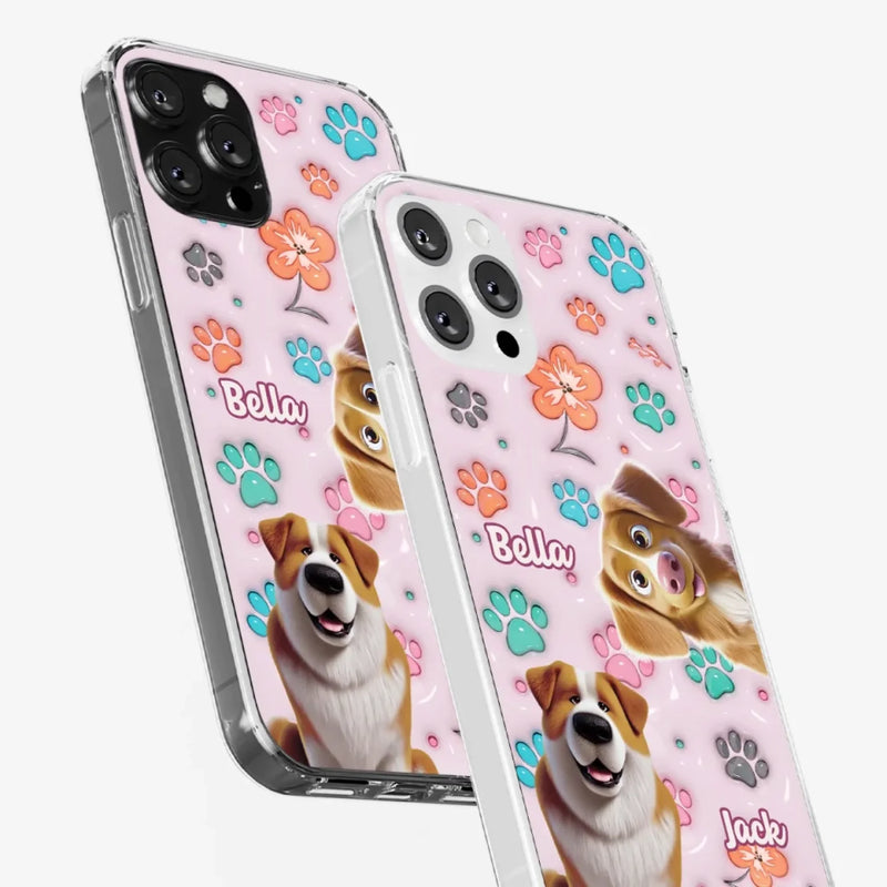 Loyal Hearts Have Four Paws- Dog Personalized Custom 3D Inflated Effect Printed Clear Phone Case - Gift For Pet Owners, Pet Lover