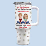 A Bond That Lasts Generations - Family Personalized Custom 3D Inflated Effect Printed 40 Oz Stainless Steel Tumbler With Handle - Mother's Day, Gift For Mom, Daughter, New Moms