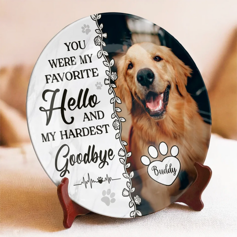 Custom Photo Your Paw Prints Are Forever On My Heart - Memorial Personalized Custom Ceramic Plate - Sympathy Gift For Pet Owners, Pet Lovers