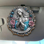 You're Forever Protected By Mary - Memorial Personalized Custom Car Visor Clip - Sympathy Gift For Family Members