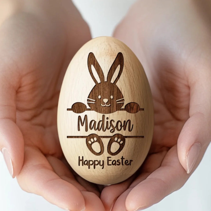 My First Easter Keepsake - Family Personalized Custom Wooden Egg Shaker - Easter Gift For Baby, Kids, New Moms