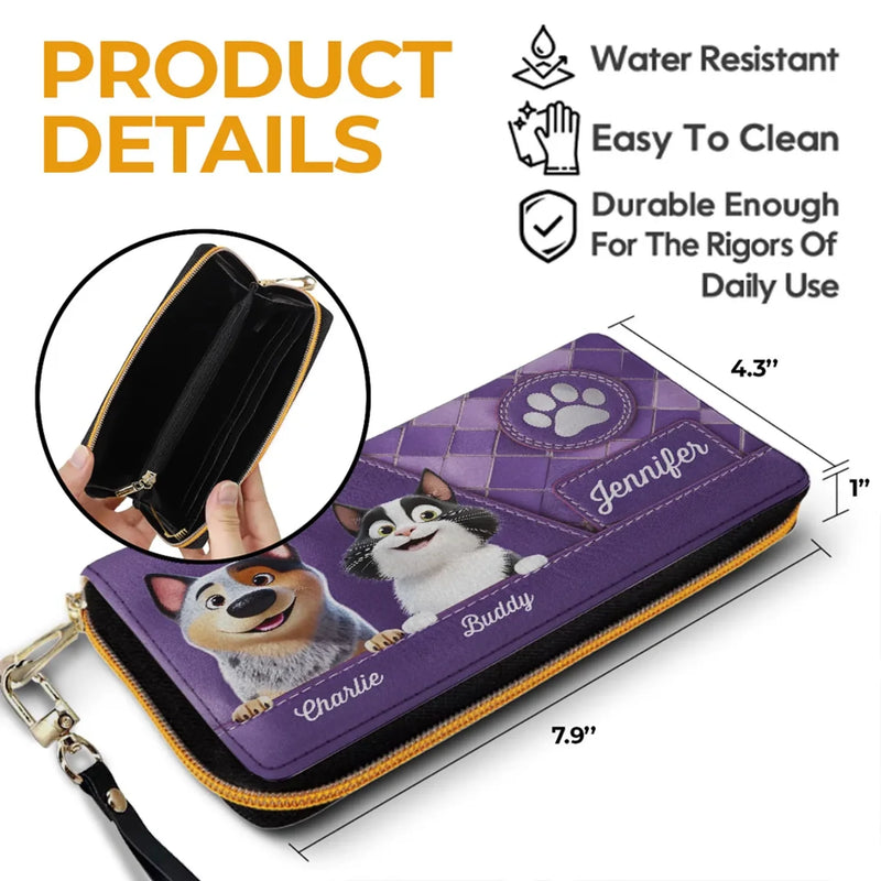 Furry Friend, Endless Love - Dog & Cat Personalized Custom Leather Long Wallet - Gift For Dog Lovers, Cat Lovers