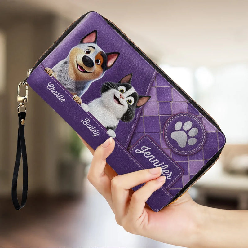 Furry Friend, Endless Love - Dog & Cat Personalized Custom Leather Long Wallet - Gift For Dog Lovers, Cat Lovers