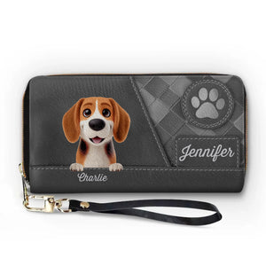 Ami à quatre pattes, amour éternel - Portefeuille long en cuir personnalisé pour chien et chat - Cadeau pour propriétaires et amoureux des animaux