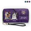 Le bonheur est une queue qui remue – Portefeuille long en cuir personnalisé pour chien et chat – Cadeau pour propriétaires et amoureux des animaux