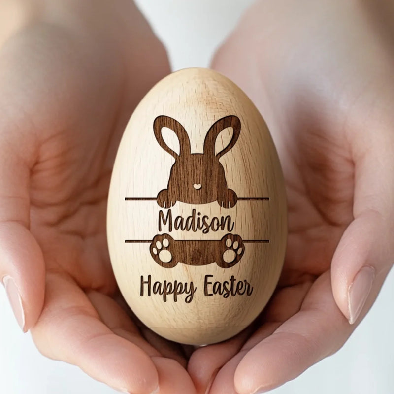 Hopping Into My First Easter - Family Personalized Custom Wooden Egg Shaker - Easter Gift For Baby Kids, Newborn Baby
