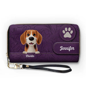 L'amour commence par une patte - Portefeuille long en cuir personnalisé pour chien et chat - Cadeau pour propriétaires et amoureux des animaux