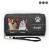 L'amour commence par une patte - Portefeuille long en cuir personnalisé pour chien et chat - Cadeau pour propriétaires et amoureux des animaux